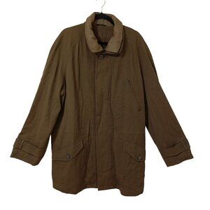 Sanyo Mens Lined Brown Jacket With Button & Zipper Pockets Size L Wool  Blend